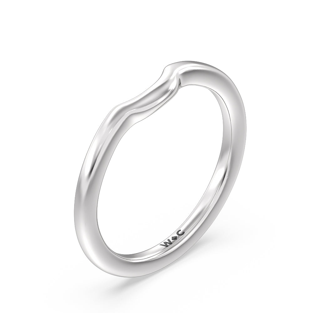 Fine Line Cathedral Wedding Band with Platinum Cut Diamond in 14KT Platinum view 4
