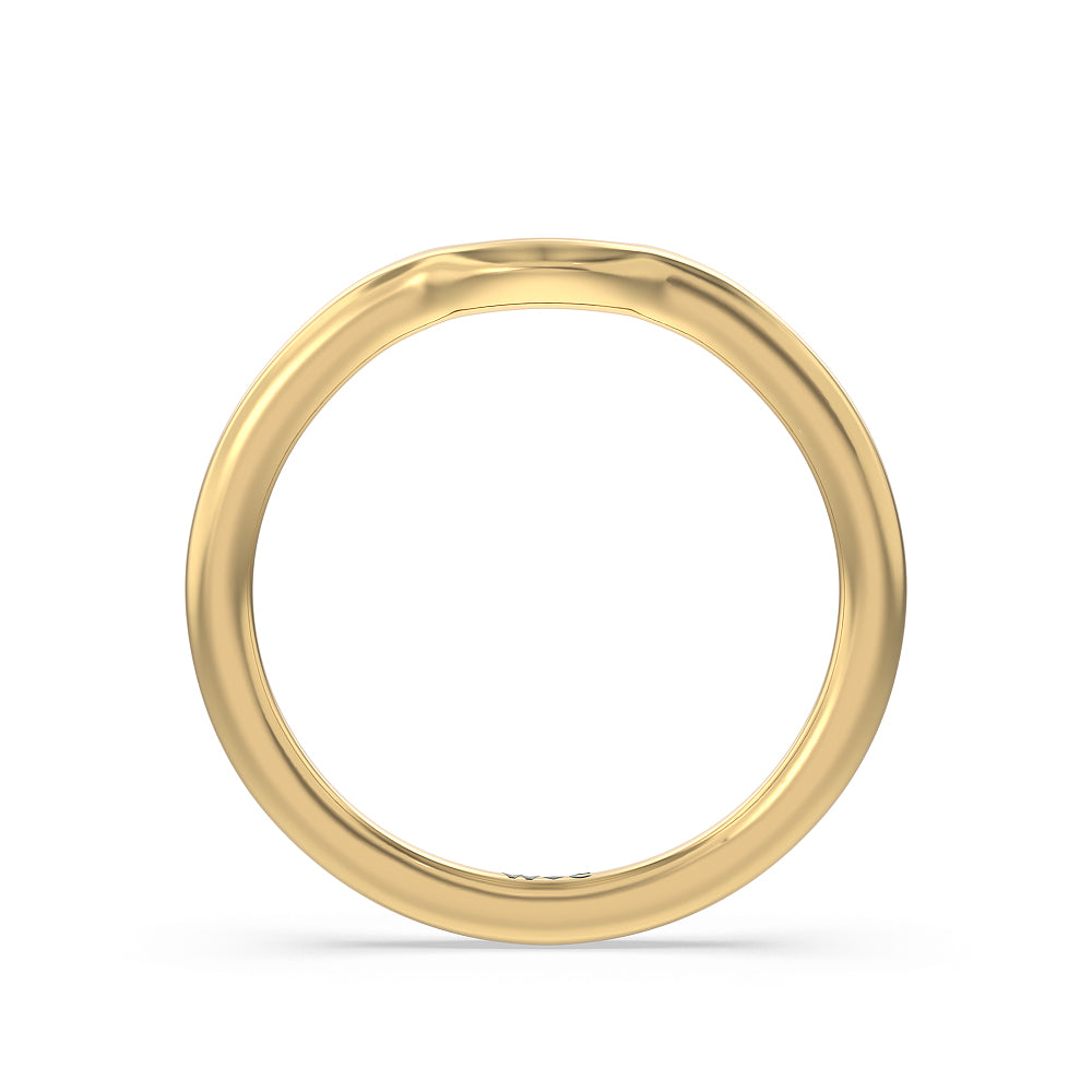 Fine Line Cathedral Wedding Band with 18KT Yellow Gold Cut Diamond in 14KT Yellow Gold view 2
