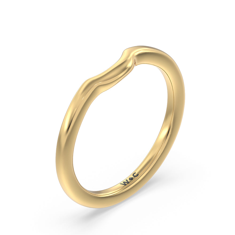 Fine Line Cathedral Wedding Band with 18KT Yellow Gold Cut Diamond in 14KT Yellow Gold view 4
