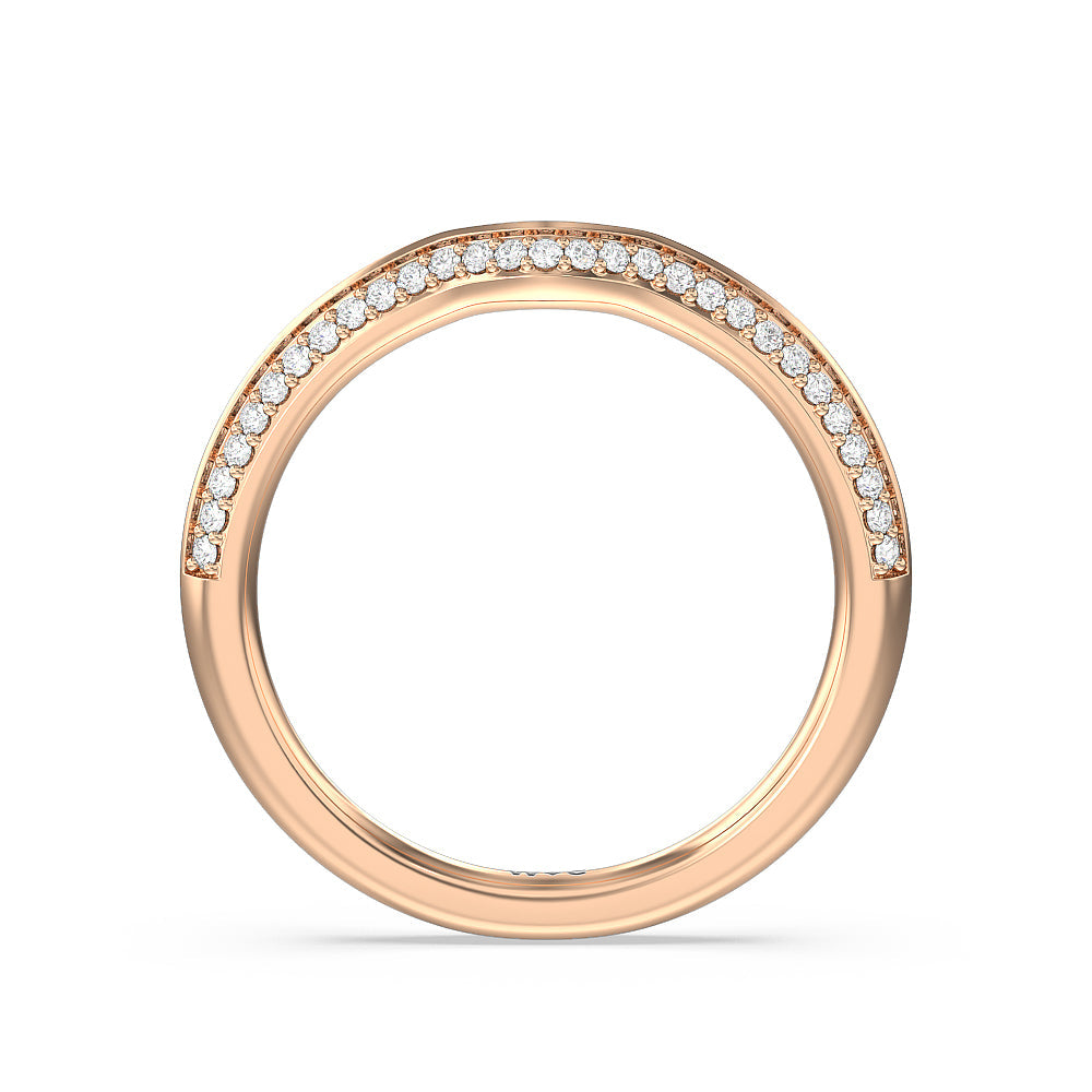 Fine Line Knife Edge Diamond Wedding Band with 18KT Rose Gold Cut Diamond in 14KT Rose Gold view 2
