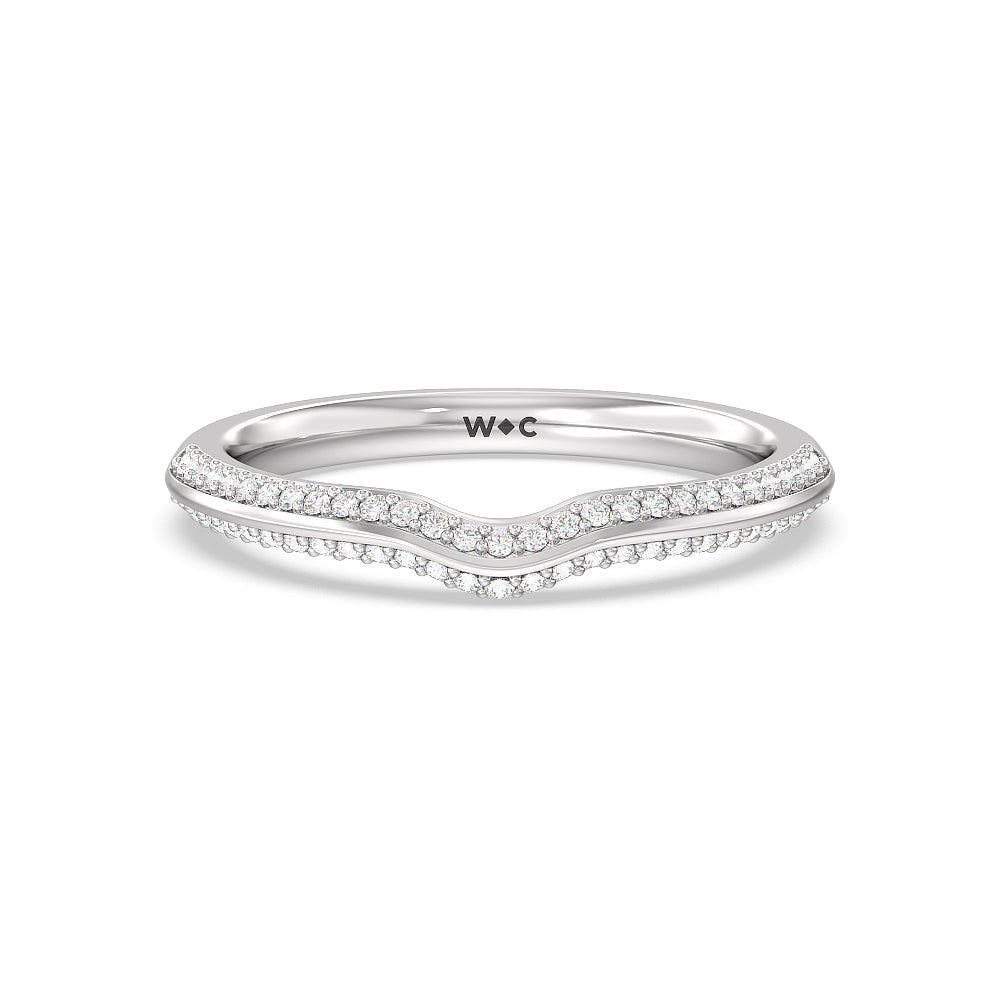 Fine Line Knife Edge Diamond Wedding Band with Platinum Cut Diamond in 14KT Platinum view 1
