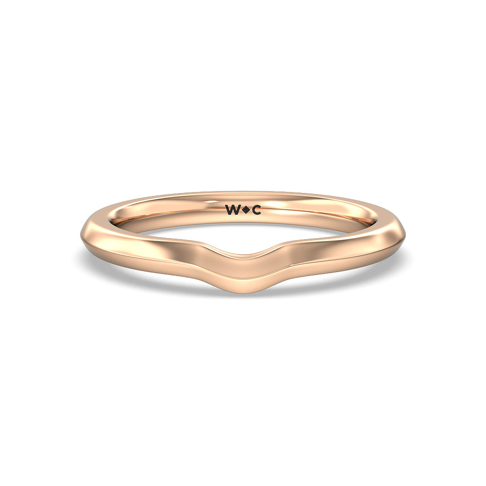 Fine Line Knife Edge Wedding Band with 18KT Rose Gold Cut Diamond in 14KT Rose Gold view 1
