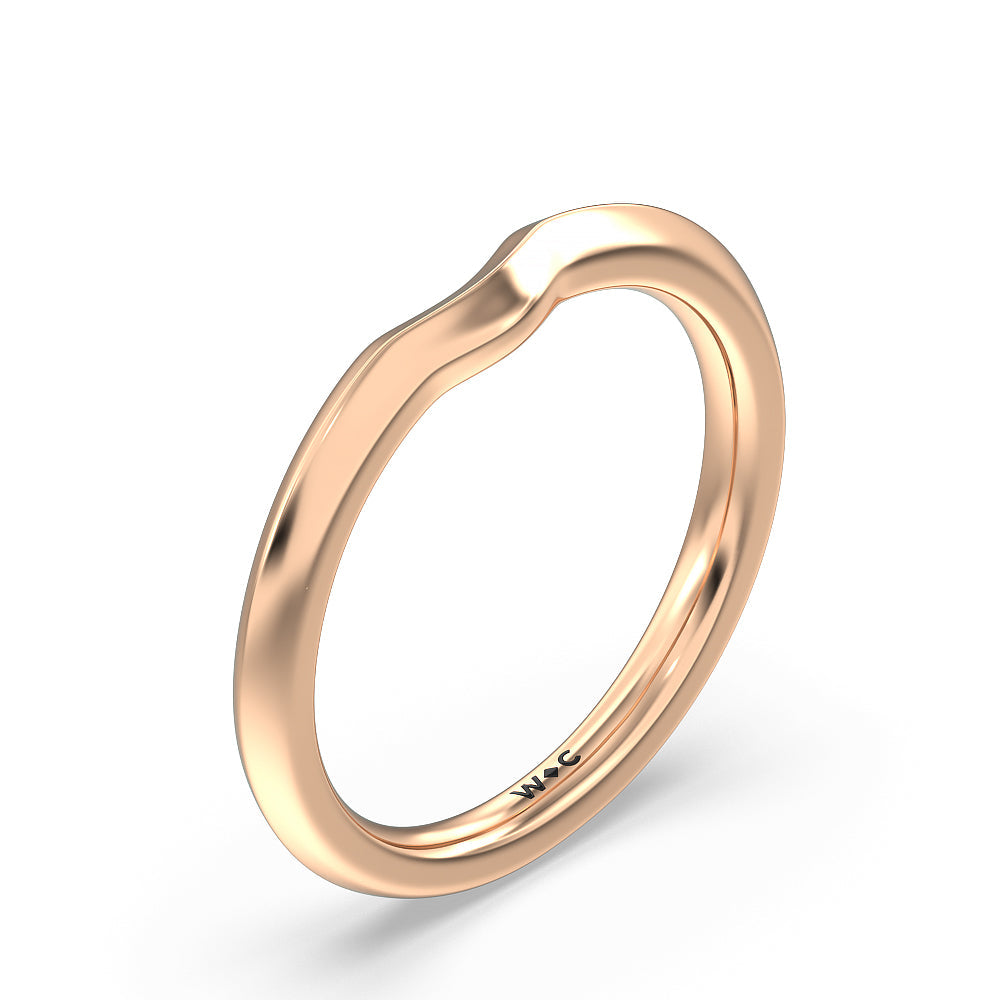 Fine Line Knife Edge Wedding Band with 18KT Rose Gold Cut Diamond in 14KT Rose Gold view 4
