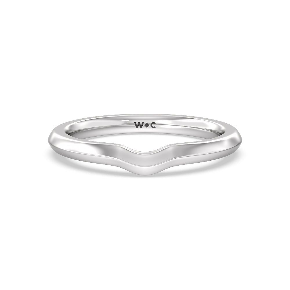 Fine Line Knife Edge Wedding Band with Platinum Cut Diamond in 14KT Platinum view 1

