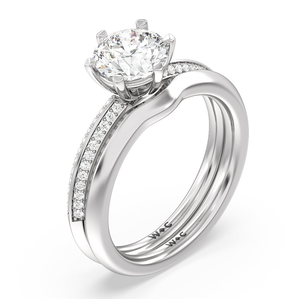 Fine Line Knife Edge Wedding Band with Platinum Cut Diamond in 14KT Platinum view 3
