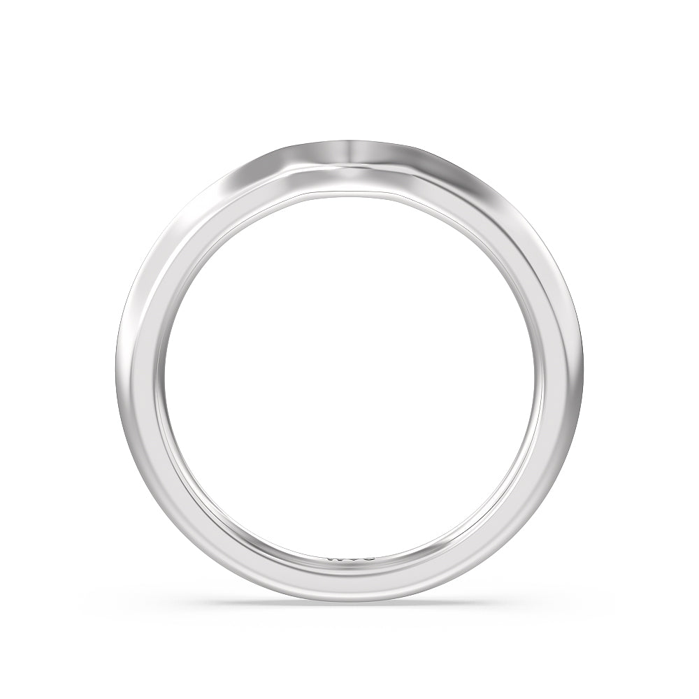 Fine Line Knife Edge Wedding Band with Platinum Cut Diamond in 14KT Platinum view 2

