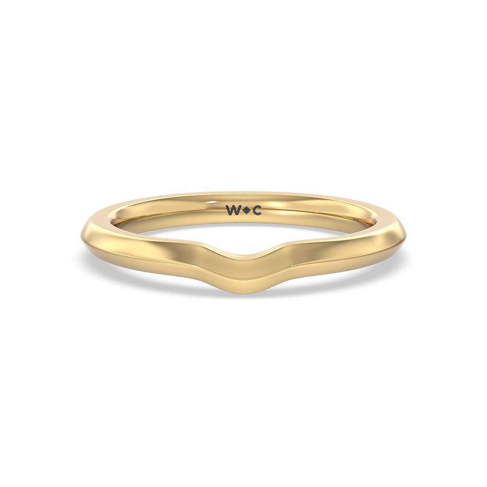Fine Line Knife Edge Wedding Band with 18KT Yellow Gold Cut Diamond in 14KT Yellow Gold view 1
