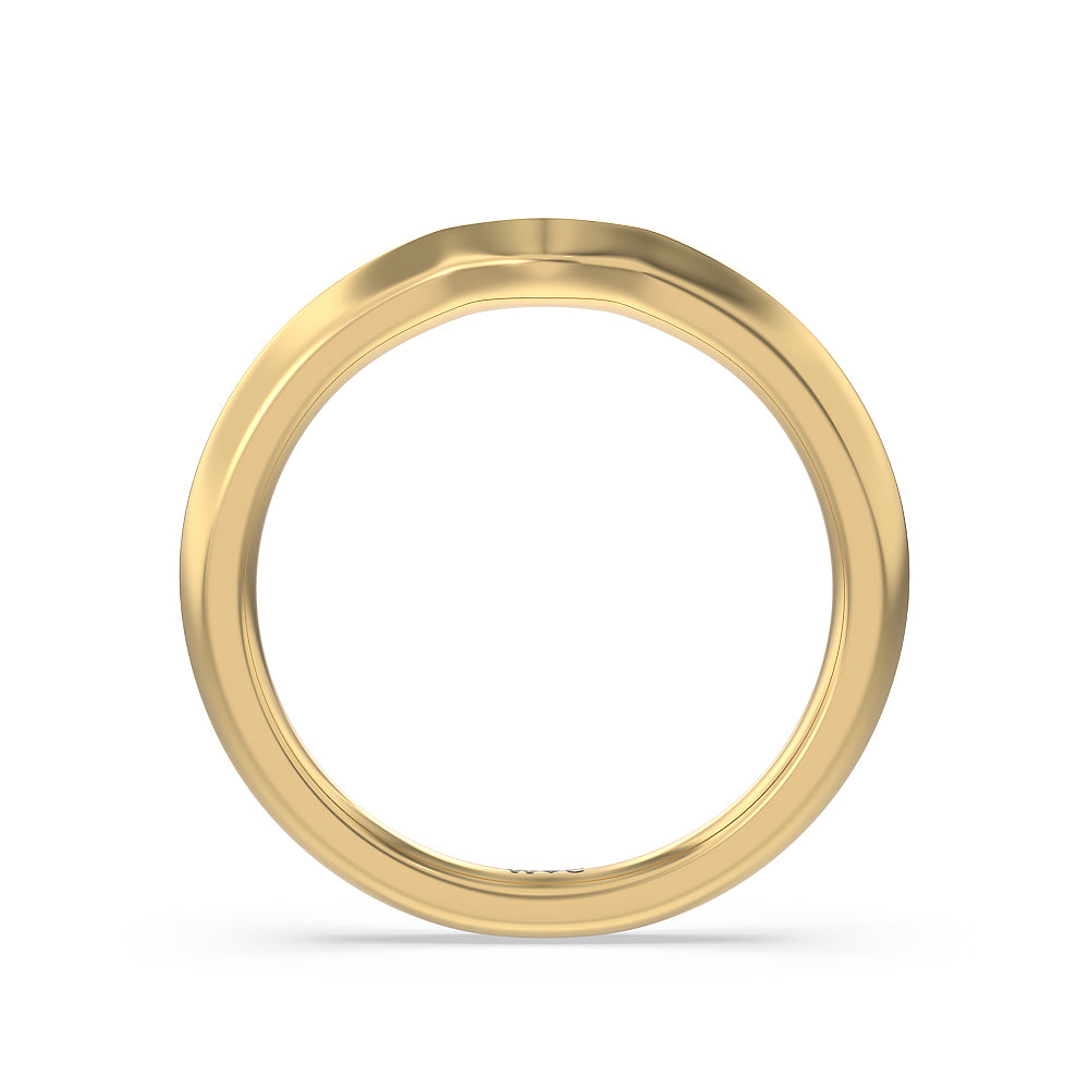 Fine Line Knife Edge Wedding Band with 18KT Yellow Gold Cut Diamond in 14KT Yellow Gold view 2
