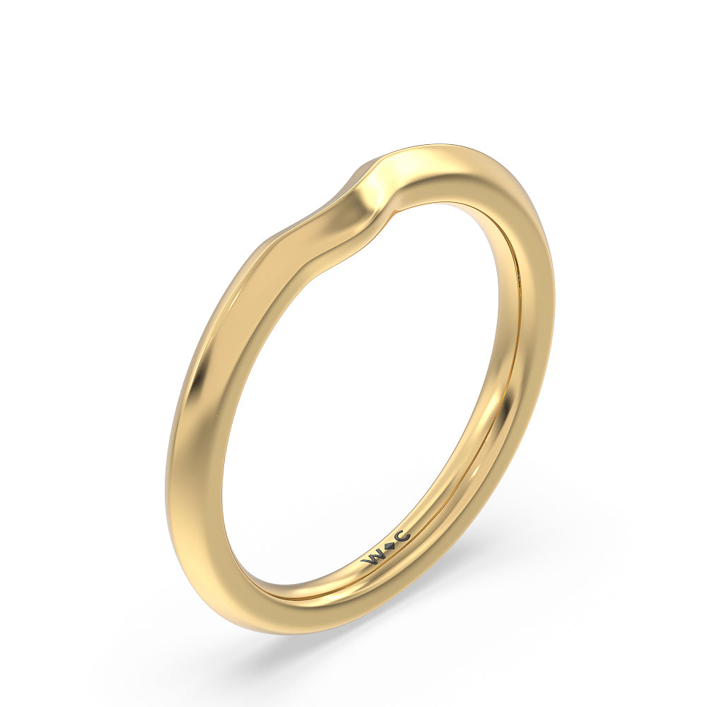 Fine Line Knife Edge Wedding Band with 18KT Yellow Gold Cut Diamond in 14KT Yellow Gold view 4
