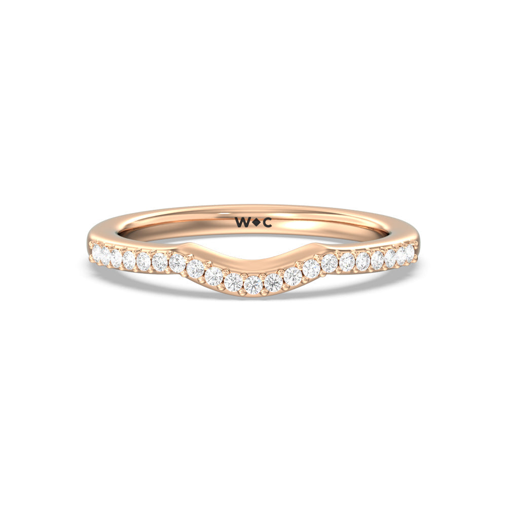 Fine Line Pear Three Stone Diamond Wedding Band with 18KT Rose Gold Cut Diamond in 14KT Rose Gold view 1
