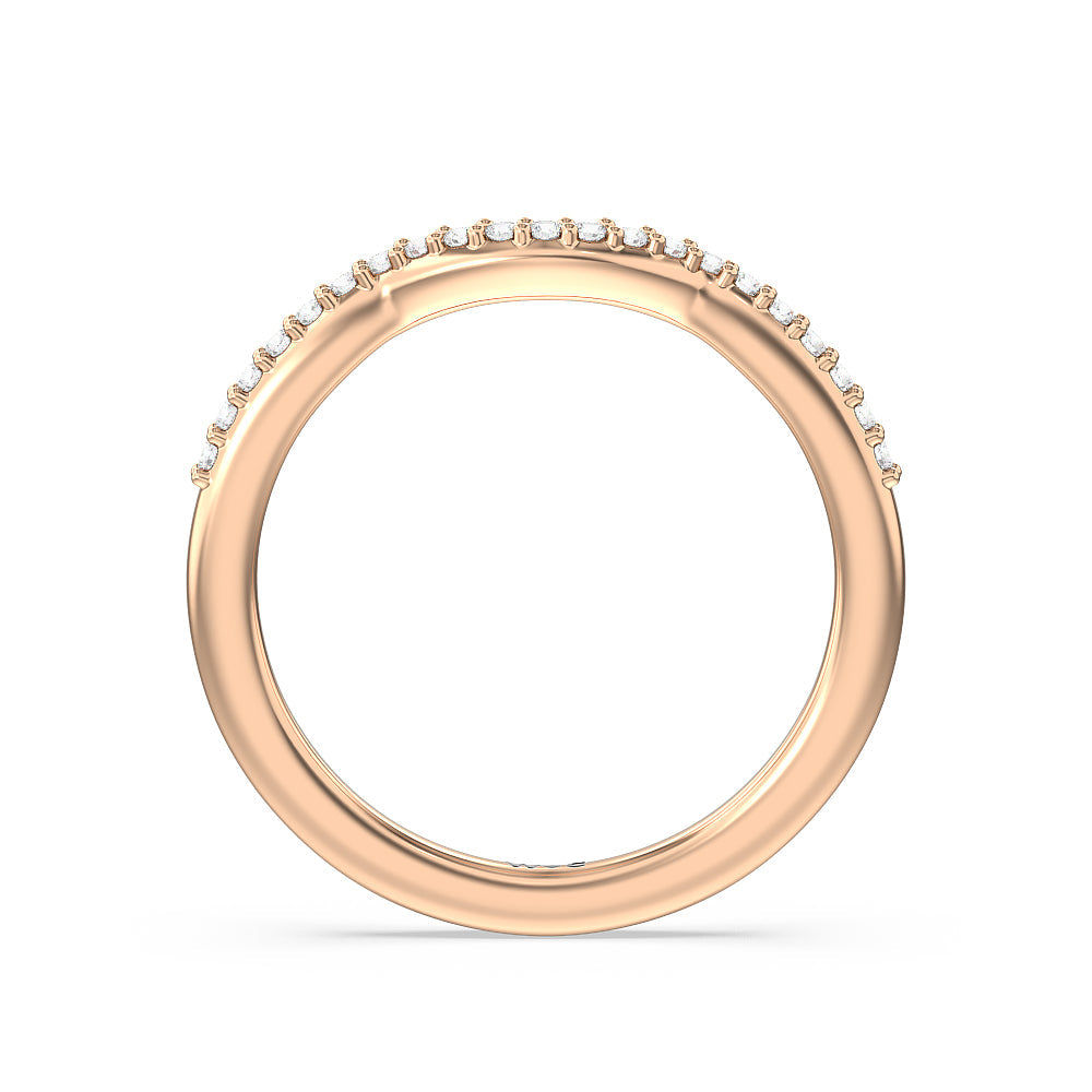 Fine Line Pear Three Stone Diamond Wedding Band with 18KT Rose Gold Cut Diamond in 14KT Rose Gold view 2
