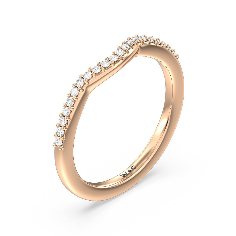 Fine Line Pear Three Stone Diamond Wedding Band with 18KT Rose Gold Cut Diamond in 14KT Rose Gold view 4
