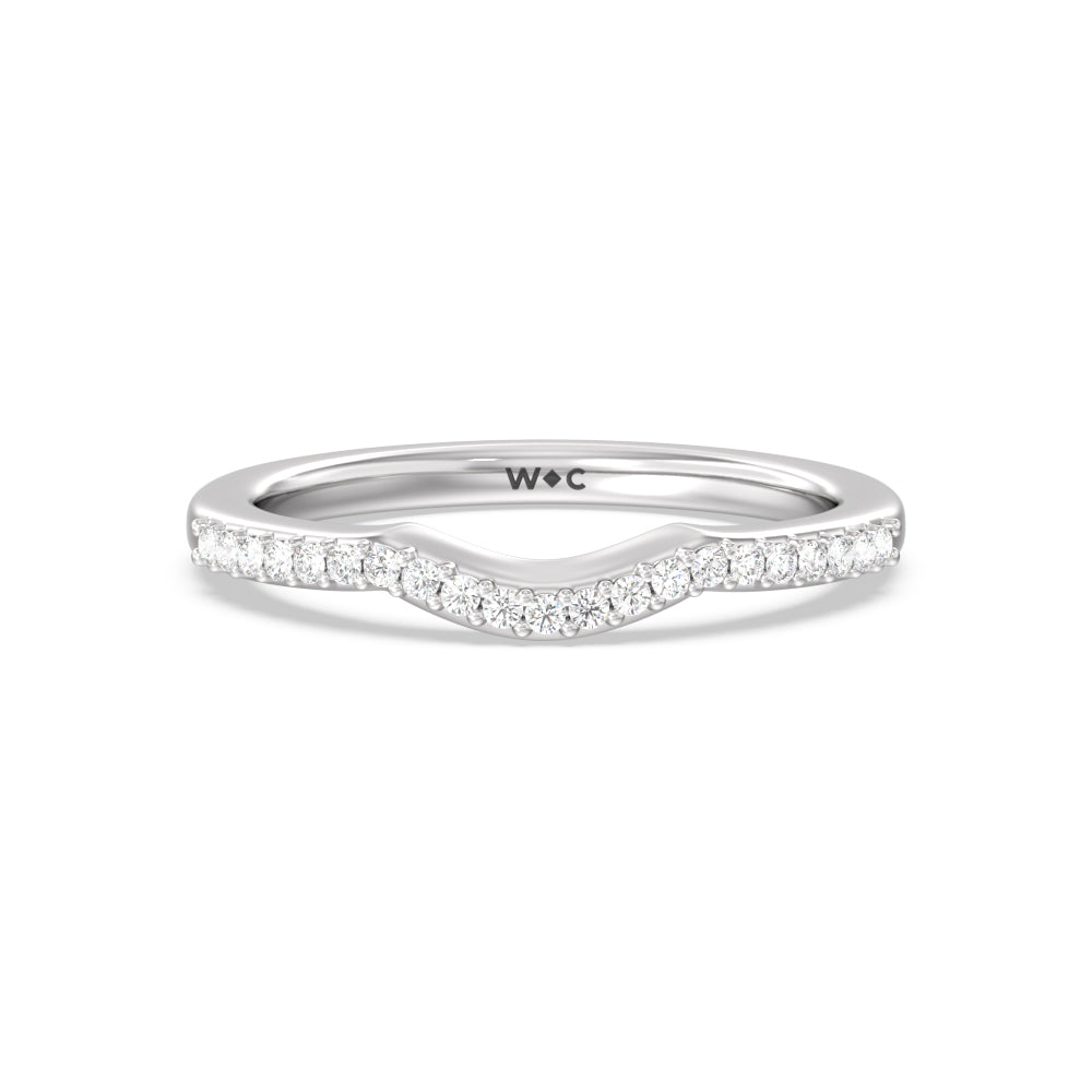 Fine Line Pear Three Stone Diamond Wedding Band with Platinum Cut Diamond in 14KT Platinum view 1
