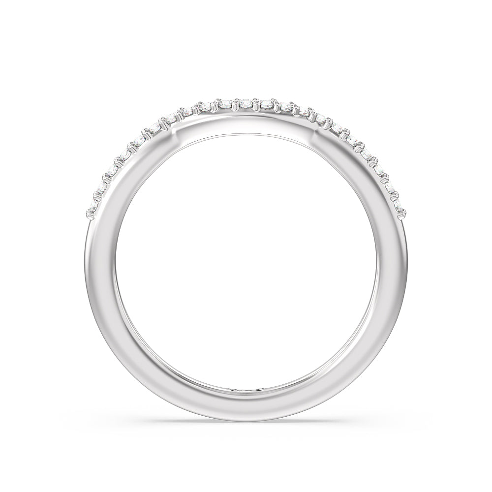Fine Line Pear Three Stone Diamond Wedding Band with Platinum Cut Diamond in 14KT Platinum view 2
