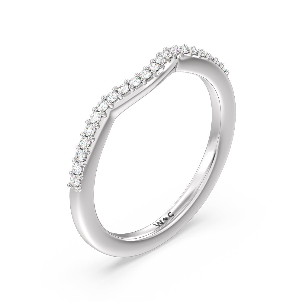 Fine Line Pear Three Stone Diamond Wedding Band with Platinum Cut Diamond in 14KT Platinum view 4
