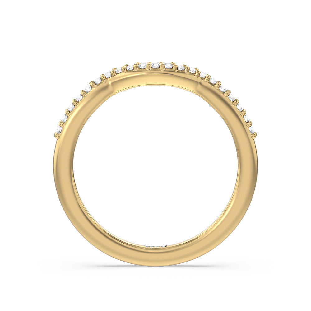 Fine Line Pear Three Stone Diamond Wedding Band with 18KT Yellow Gold Cut Diamond in 14KT Yellow Gold view 2
