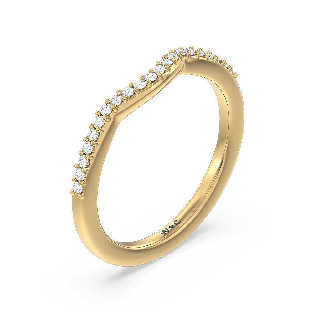 Fine Line Pear Three Stone Diamond Wedding Band with 18KT Yellow Gold Cut Diamond in 14KT Yellow Gold view 4
