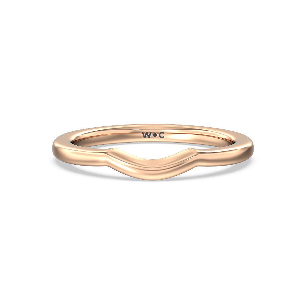 Fine Line Pear Three Stone Wedding Band with 18KT Rose Gold Cut Diamond in 14KT Rose Gold view 1

