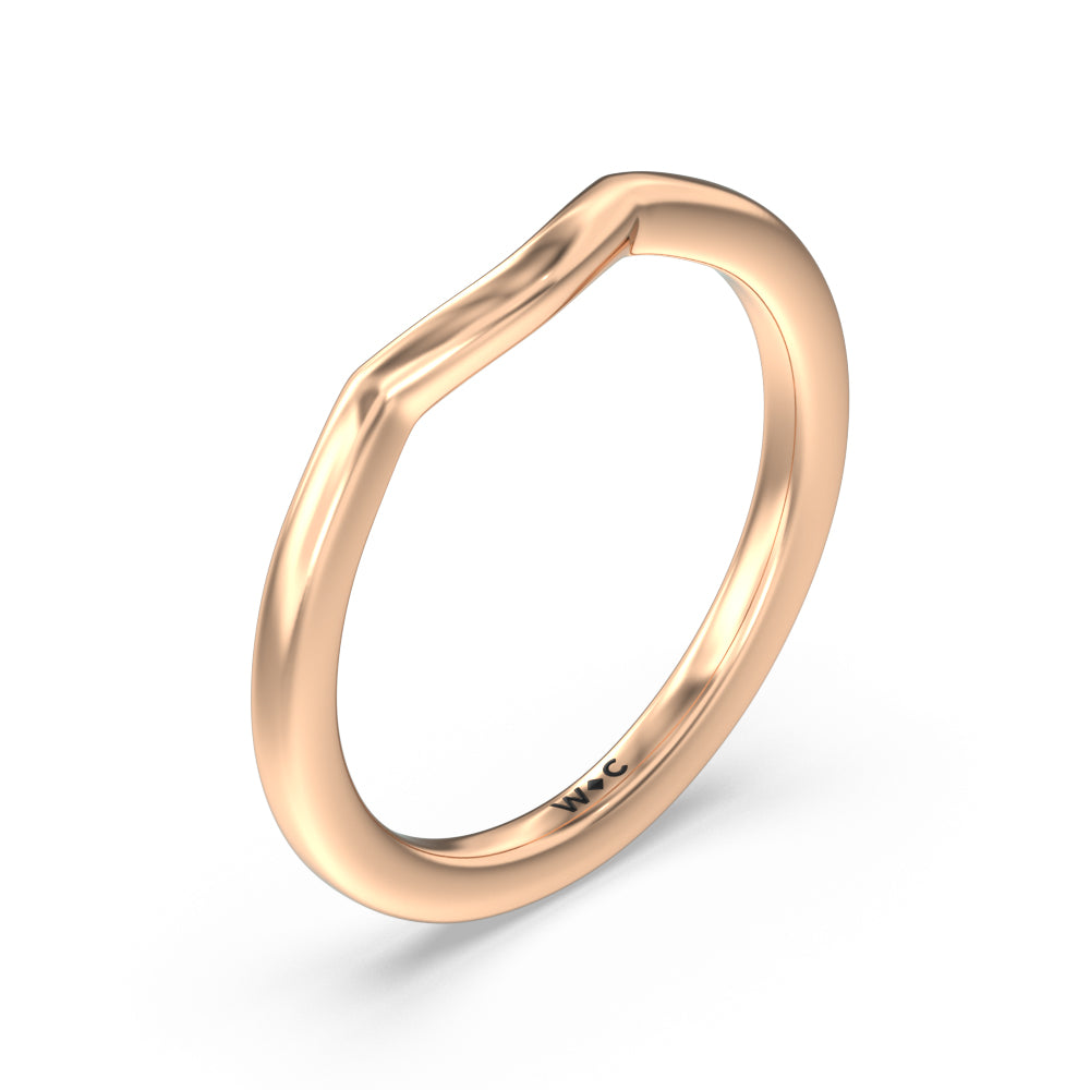 Fine Line Pear Three Stone Wedding Band with 18KT Rose Gold Cut Diamond in 14KT Rose Gold view 4
