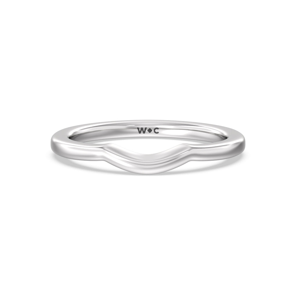 Fine Line Pear Three Stone Wedding Band with Platinum Cut Diamond in 14KT Platinum view 1
