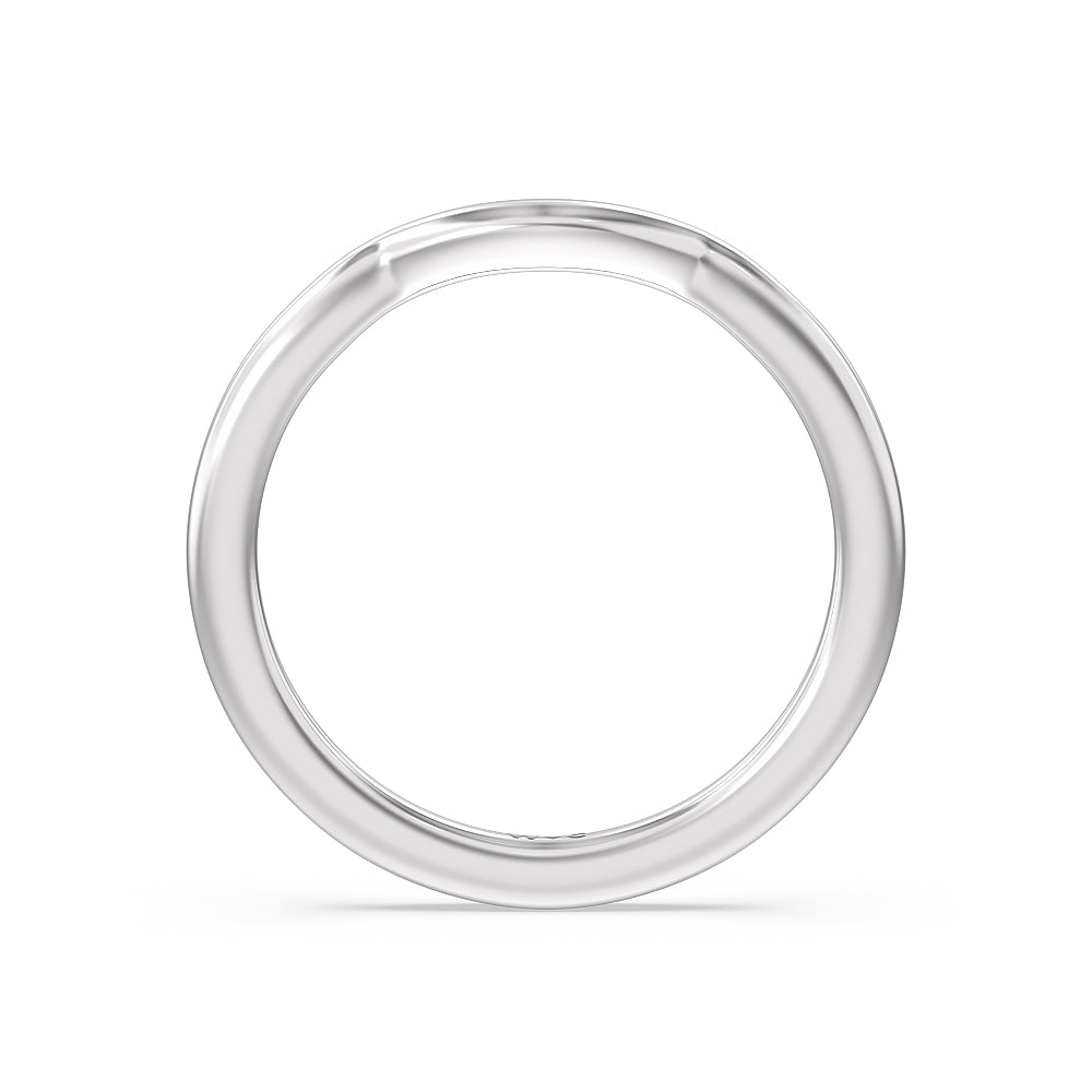 Fine Line Pear Three Stone Wedding Band with Platinum Cut Diamond in 14KT Platinum view 2
