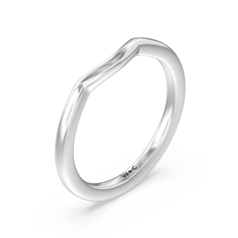 Fine Line Pear Three Stone Wedding Band with Platinum Cut Diamond in 14KT Platinum view 4
