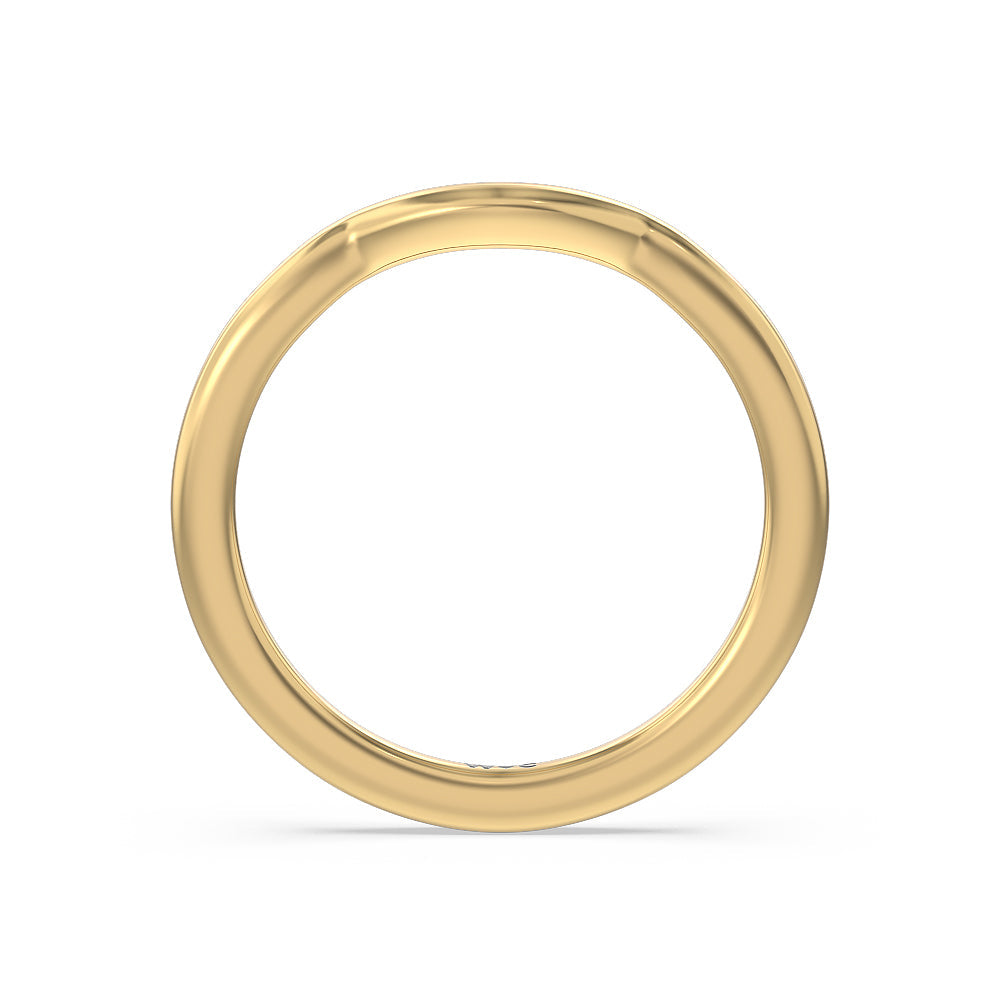 Fine Line Pear Three Stone Wedding Band with 18KT Yellow Gold Cut Diamond in 14KT Yellow Gold view 2

