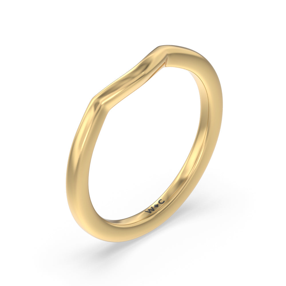 Fine Line Pear Three Stone Wedding Band with 18KT Yellow Gold Cut Diamond in 14KT Yellow Gold view 4
