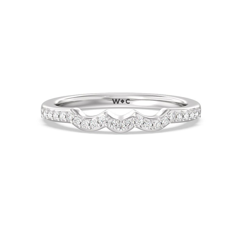Fine Line Marquise Three Stone Diamond Wedding Band with Platinum Cut Diamond in 14KT Platinum view 1

