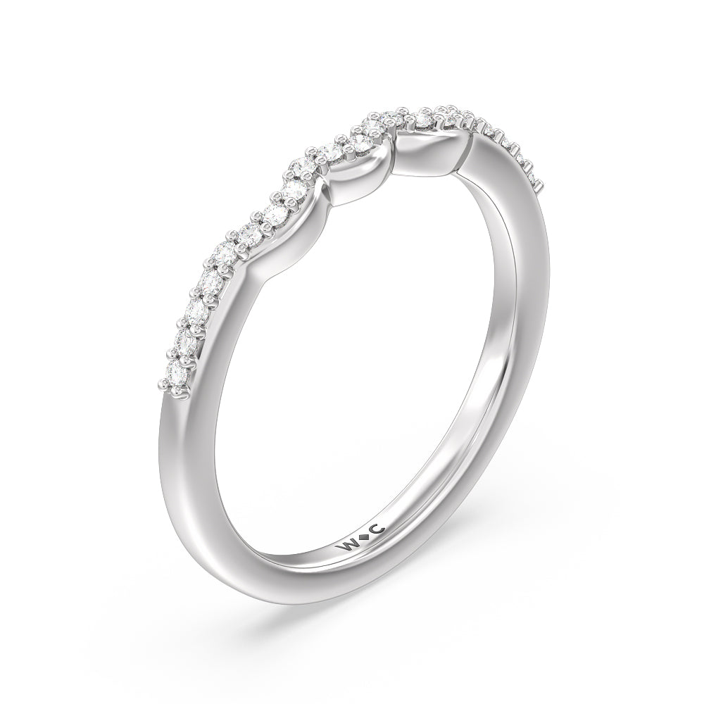 Fine Line Marquise Three Stone Diamond Wedding Band with Platinum Cut Diamond in 14KT Platinum view 4
