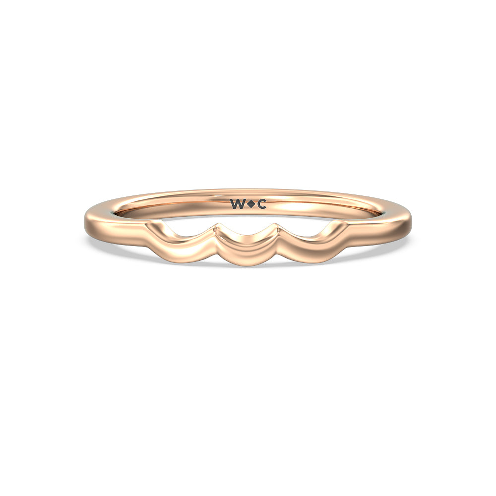 Fine Line Marquise Three Stone Wedding Band with 18KT Rose Gold Cut Diamond in 14KT Rose Gold view 1
