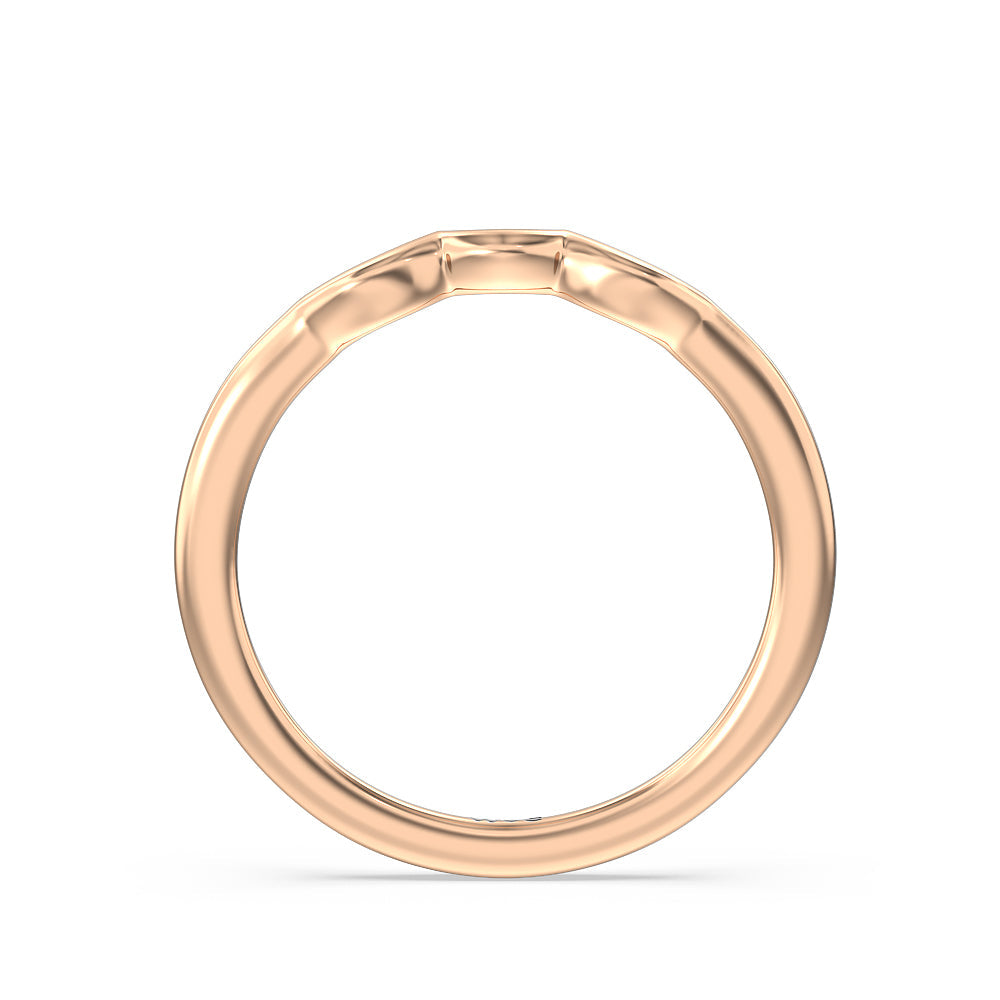 Fine Line Marquise Three Stone Wedding Band with 18KT Rose Gold Cut Diamond in 14KT Rose Gold view 2
