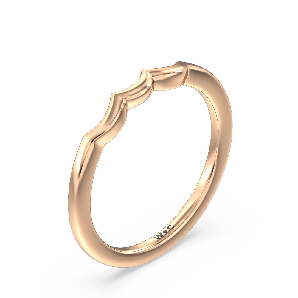 Fine Line Marquise Three Stone Wedding Band with 18KT Rose Gold Cut Diamond in 14KT Rose Gold view 4
