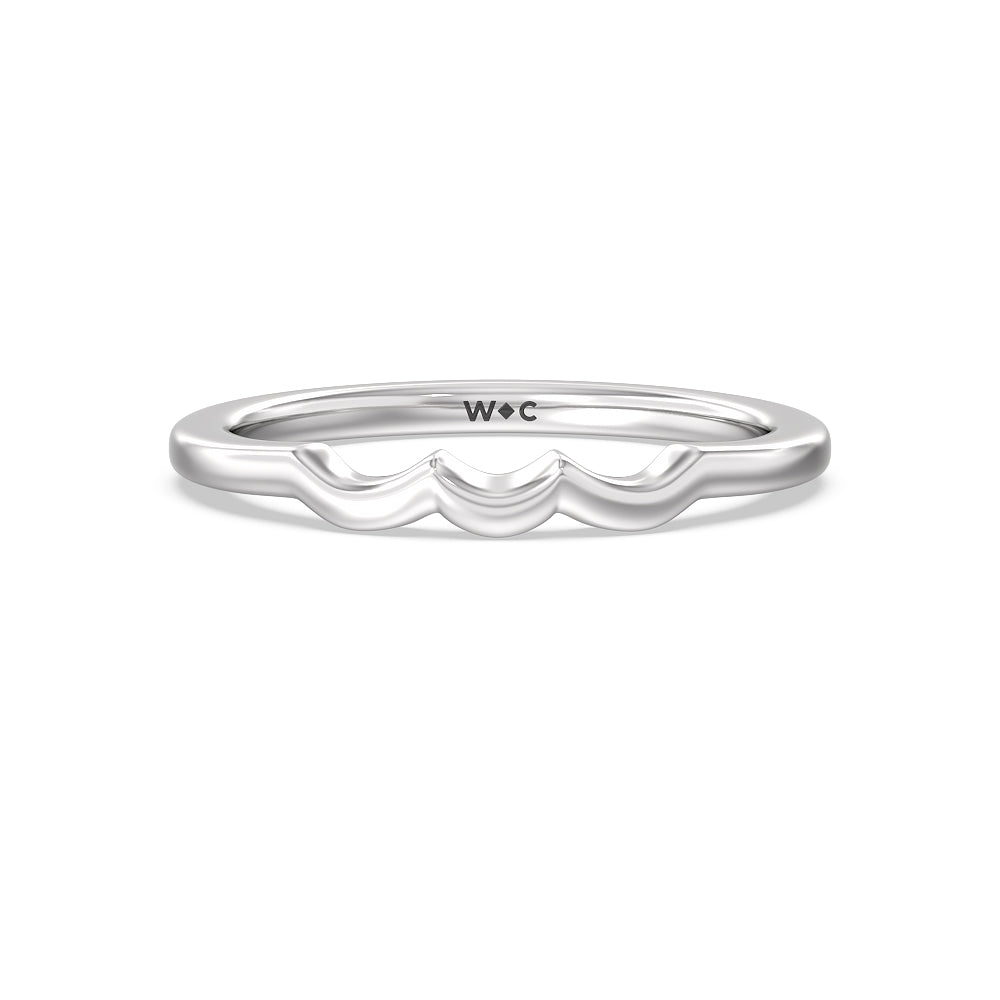Fine Line Marquise Three Stone Wedding Band with Platinum Cut Diamond in 14KT Platinum view 1
