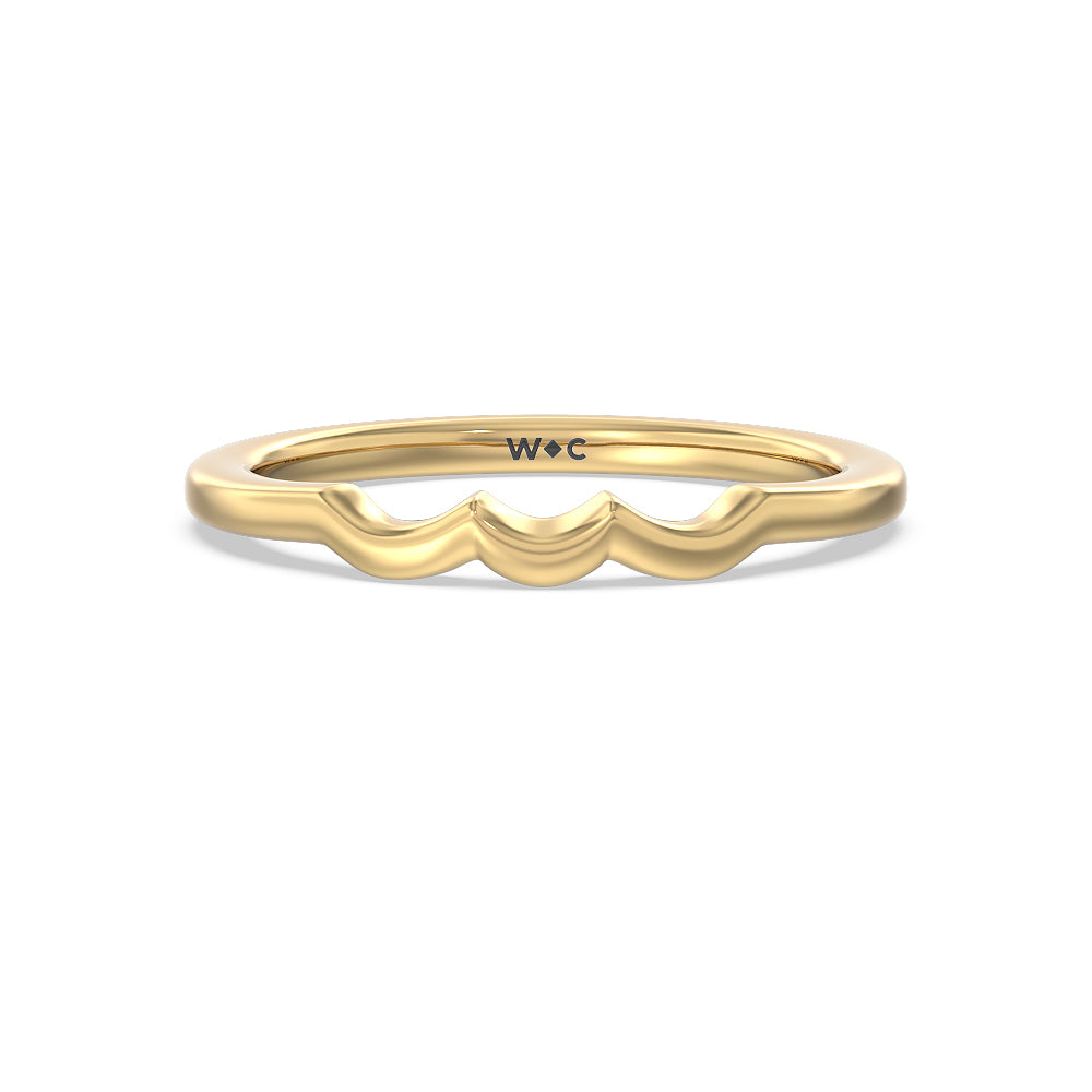 Fine Line Marquise Three Stone Wedding Band with 18KT Yellow Gold Cut Diamond in 14KT Yellow Gold view 1
