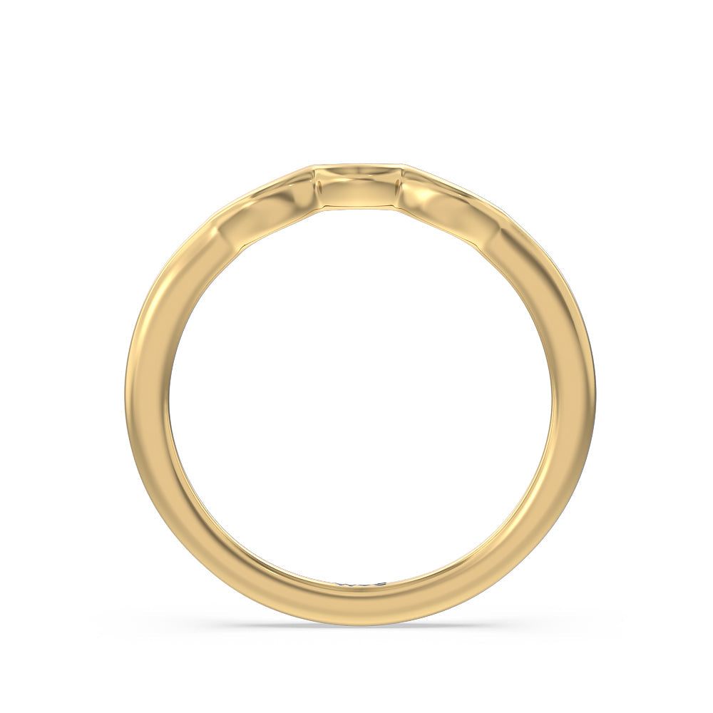 Fine Line Marquise Three Stone Wedding Band with 18KT Yellow Gold Cut Diamond in 14KT Yellow Gold view 2
