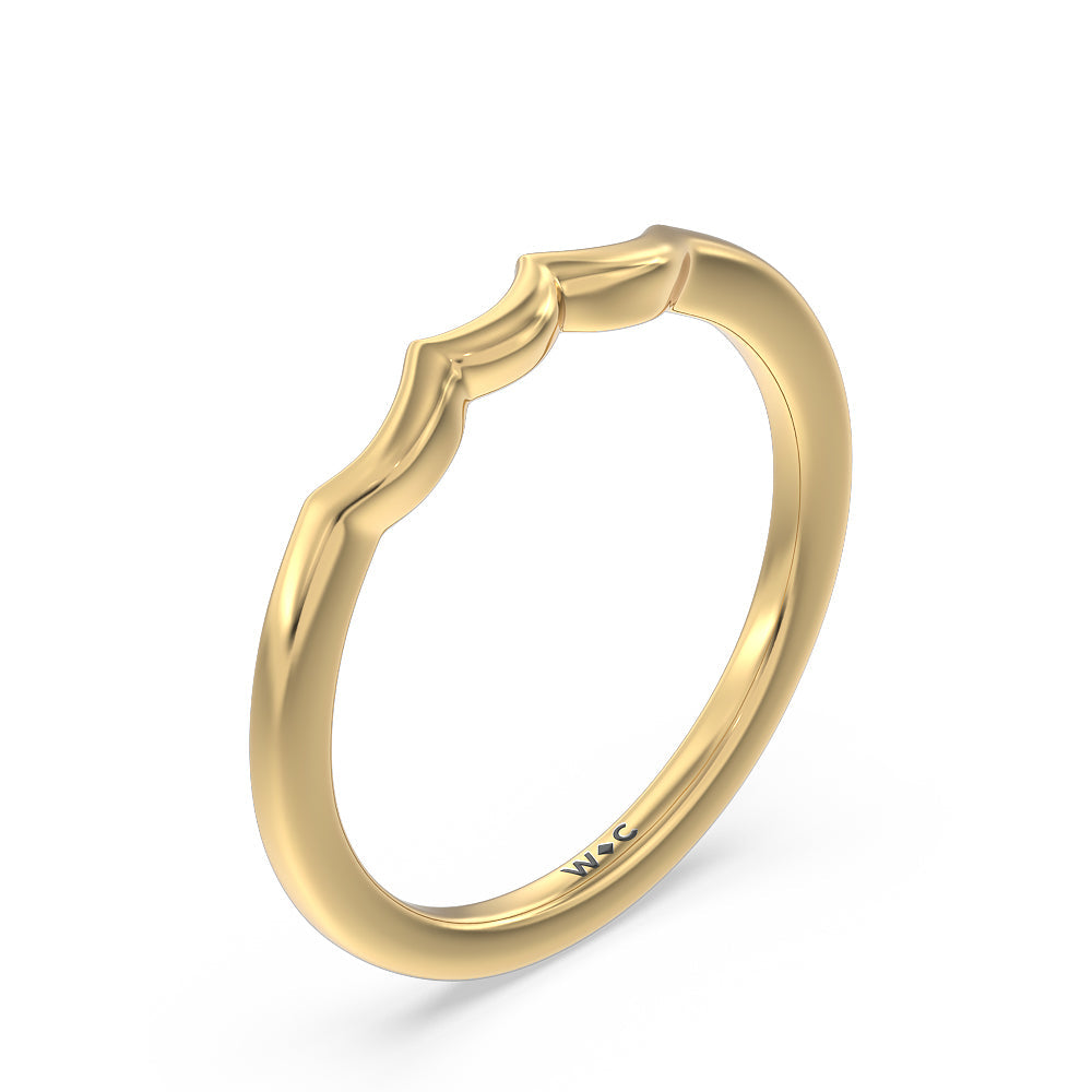 Fine Line Marquise Three Stone Wedding Band with 18KT Yellow Gold Cut Diamond in 14KT Yellow Gold view 4
