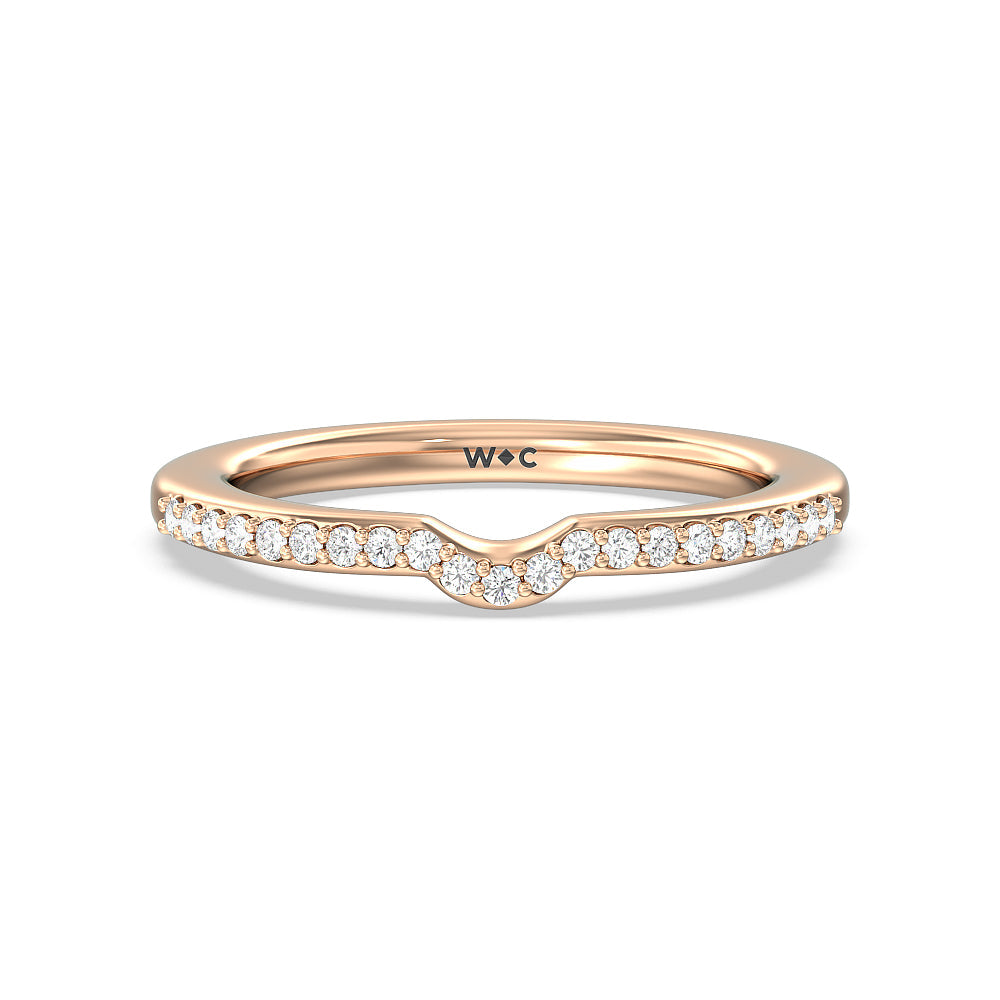 6 Claw Rope Fine Line Diamond Wedding Band with 18KT Rose Gold Cut Diamond in 14KT Rose Gold view 1

