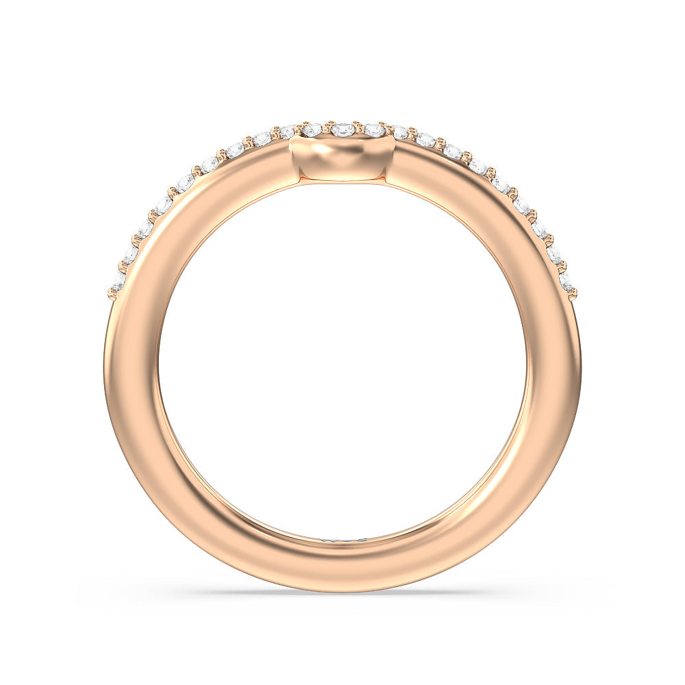 6 Claw Rope Fine Line Diamond Wedding Band with 18KT Rose Gold Cut Diamond in 14KT Rose Gold view 2
