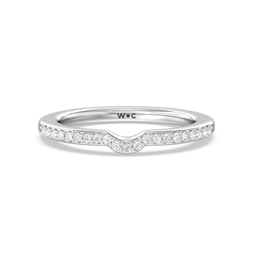 6 Claw Rope Fine Line Diamond Wedding Band with Platinum Cut Diamond in 14KT Platinum view 1
