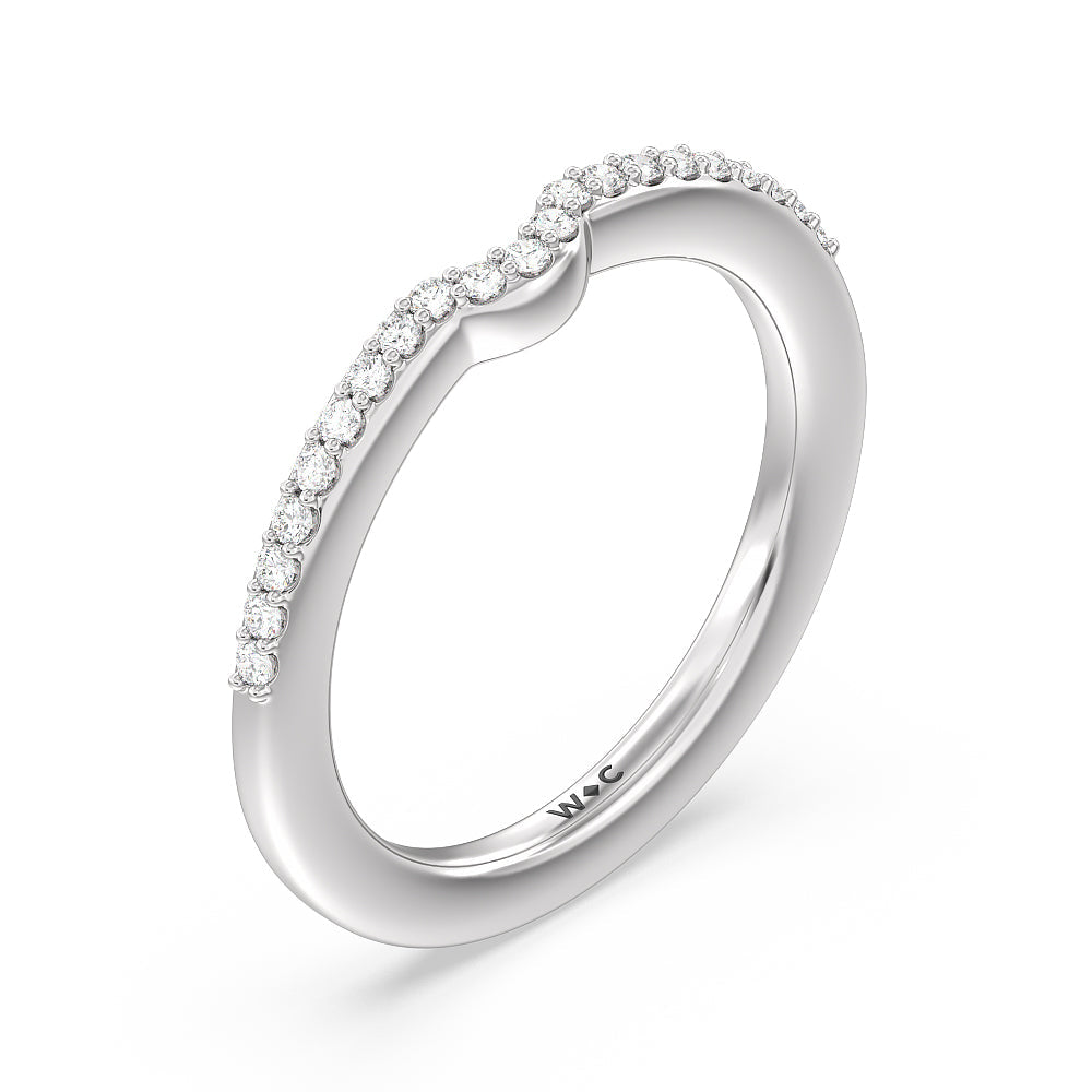 6 Claw Rope Fine Line Diamond Wedding Band with Platinum Cut Diamond in 14KT Platinum view 4
