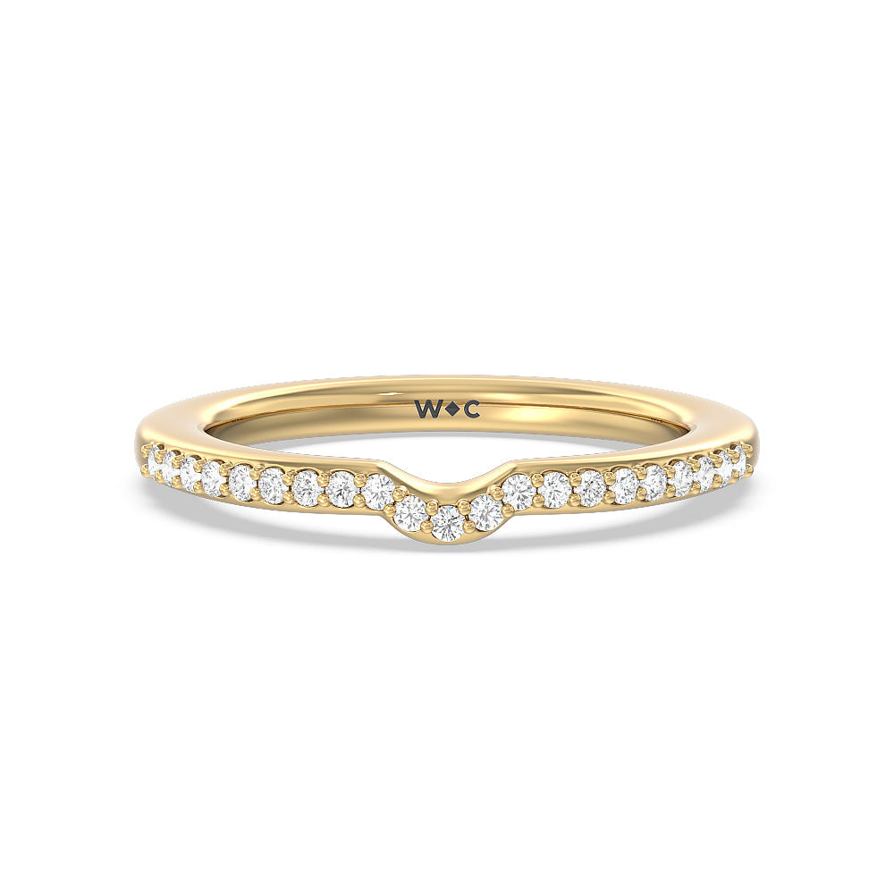 6 Claw Rope Fine Line Diamond Wedding Band with 18KT Yellow Gold Cut Diamond in 14KT Yellow Gold view 1
