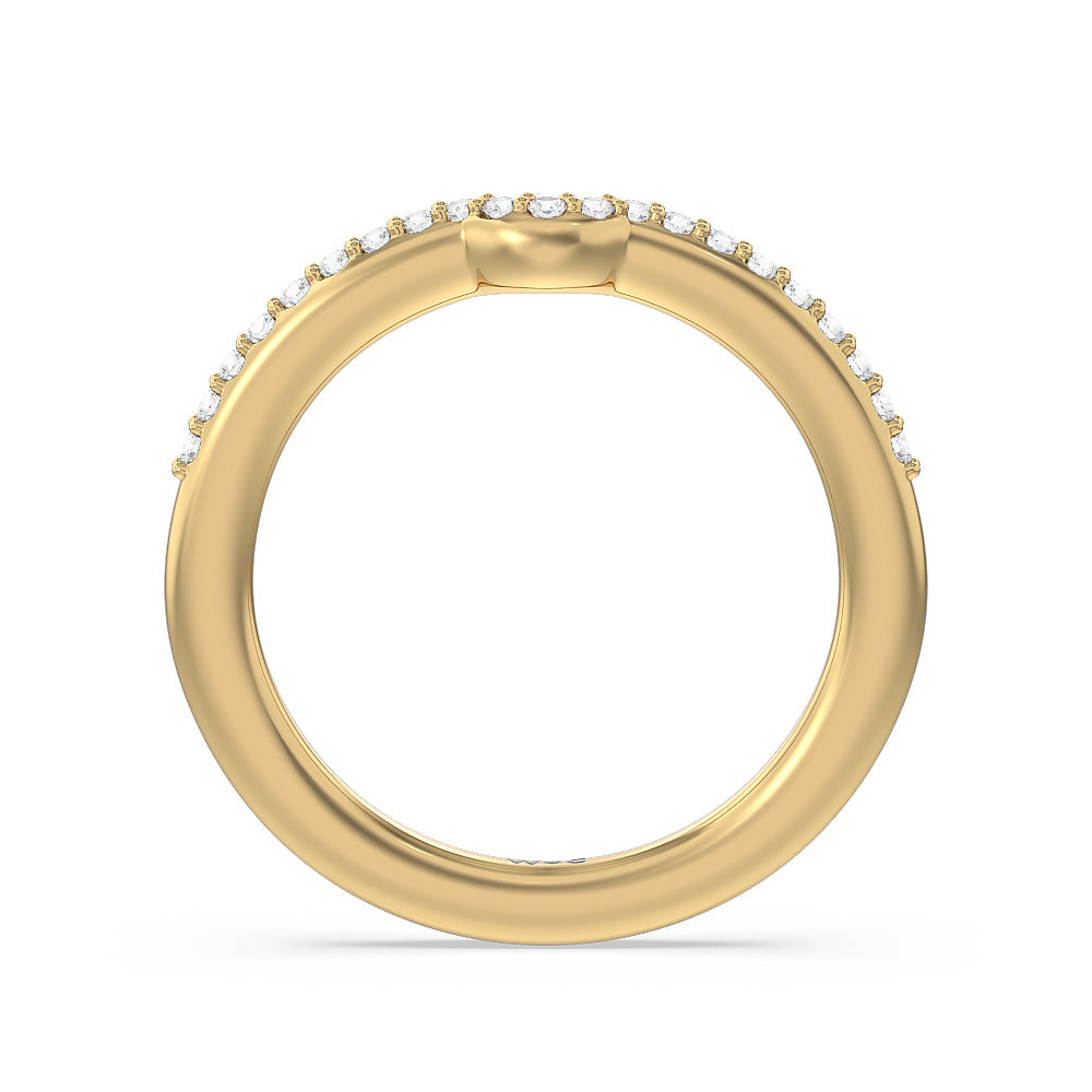 6 Claw Rope Fine Line Diamond Wedding Band with 18KT Yellow Gold Cut Diamond in 14KT Yellow Gold view 2
