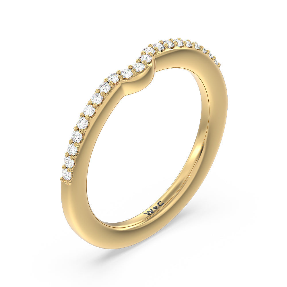 6 Claw Rope Fine Line Diamond Wedding Band with 18KT Yellow Gold Cut Diamond in 14KT Yellow Gold view 4
