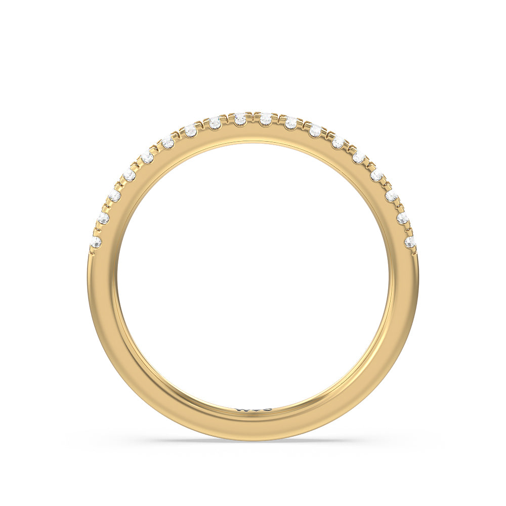 Petite Pave Chevron Hidden Halo Diamond Wedding Band with 18KT Yellow Gold Cut Diamond in 14KT Yellow Gold view 2
