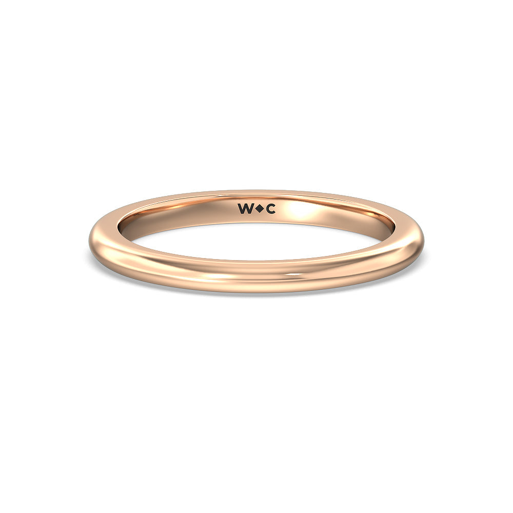 Modern Fine Line Wedding Band with 18KT Rose Gold Cut Diamond in 14KT Rose Gold view 1
