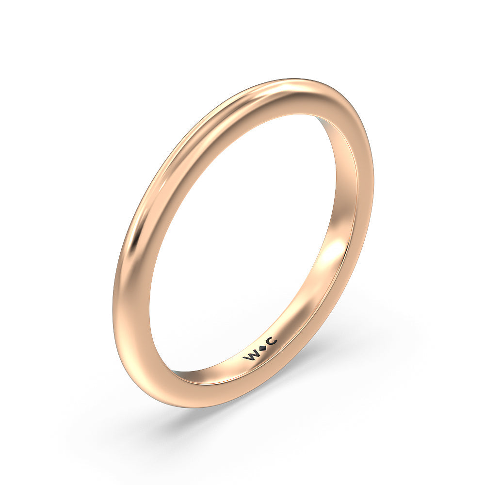 Modern Fine Line Wedding Band with 18KT Rose Gold Cut Diamond in 14KT Rose Gold view 4
