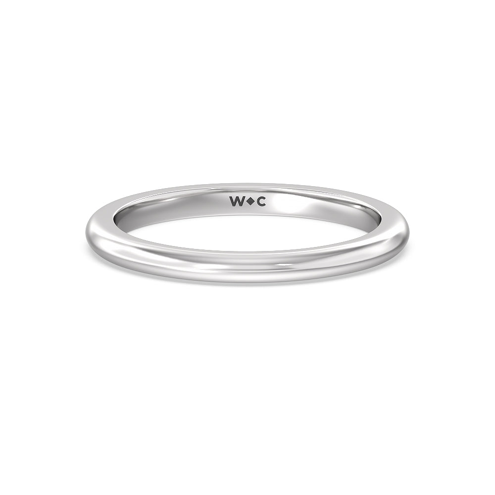 Modern Fine Line Wedding Band with Platinum Cut Diamond in 14KT Platinum view 1

