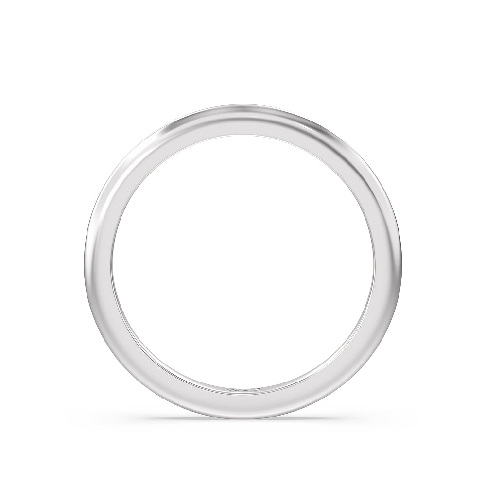 Modern Fine Line Wedding Band with Platinum Cut Diamond in 14KT Platinum view 2
