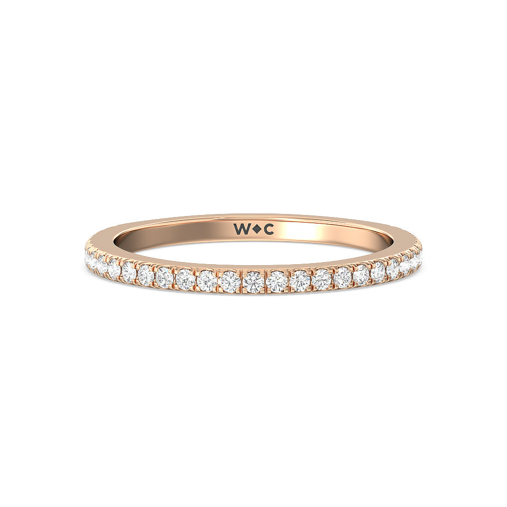 Classic Hidden Halo Wedding Band with 18KT Rose Gold Cut Diamond in 14KT Rose Gold view 1
